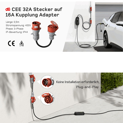 CEE Adapter Starkstrom 32 A Stecker auf 16 A Kupplung 0,5M H07RN-F 5G2,5