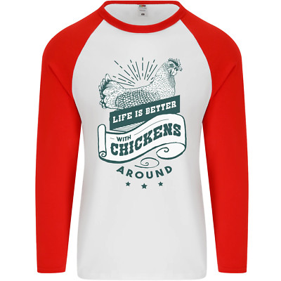 Life is Better With Chickens Around Farming Herren L/S Baseball T-Shirt