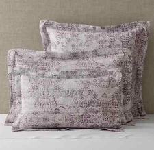 NWT ONE  Restoration Hardware Esme Cotton Linen EURO Shams Wine NEW $119