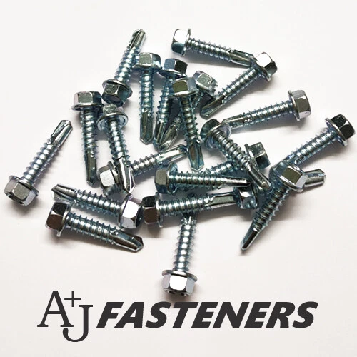 A & J FASTENERS SELF DRILLING SCREWS HEXAGON ZINC PLATED BZP - ROOFING HEX TEK STEEL SHEETING