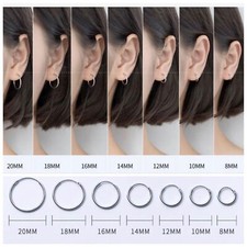 Solid 925 Silver Tiny Small Medium Big Hoop Earrings-Sleep Wearing Long Last Hug