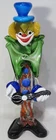 Murano Art Glass Mid-Century Hand Blown Clown w/ Guitar 16" Orange/Blue No Flaws
