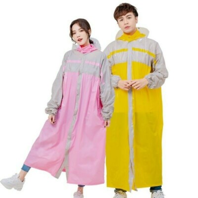 Women Men Unisex Hooded Raincoat Rain Jacket Coat Top Long