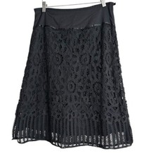 Whimsical Black Lace A-Line Skirt, Size 6, Romantic Coquette Gothic Victorian
