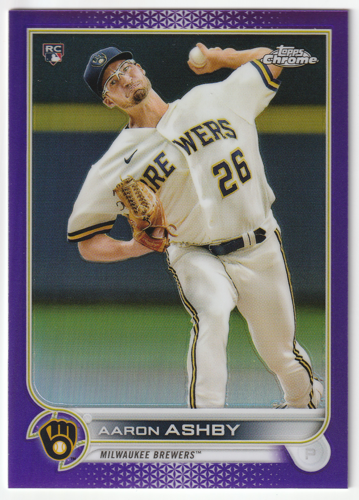 Aaron Ashby RC 2022 Topps Chrome Purple Refractor #/250 #80 Brewers Rookie