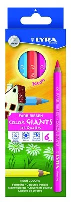 6 Lyra Farb Riesen NEON dicke Farbstifte Buntstifte Jumbo dick