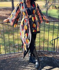 African Print Ankara Multicolor Belted Asymmetrical Blazer