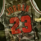 Michael Jordan Chicago Bulls Autographed Camouflage Jersey 23 Basketball