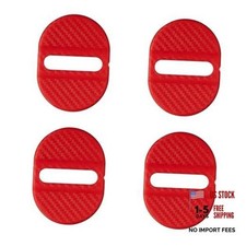 4 PCS Car Door Lock Latche Covers, Carbon Fiber Shock Absorption Door Lock