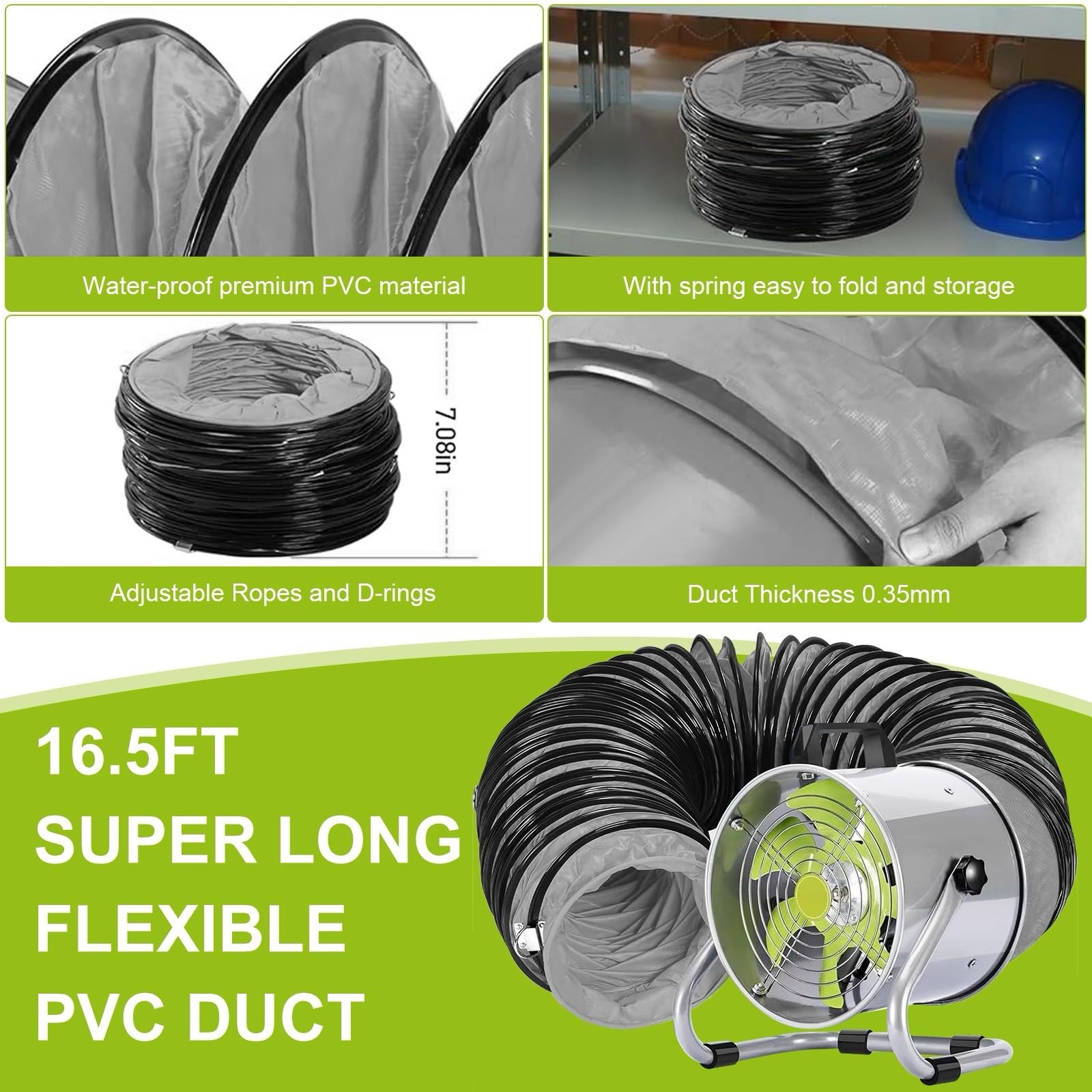 Utility Blower, Ventilation Fan 8 Inch Exhaust Fan with 16FT Duct Hose 2900R/min