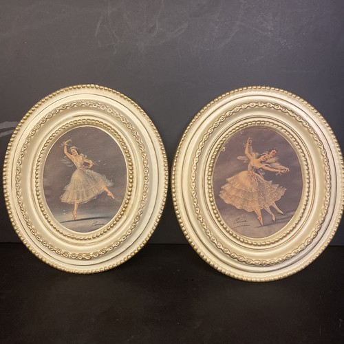 Pair of VTG Carina Ballet Dancer Ballerina Framed Lithographs Wall Art Print #30