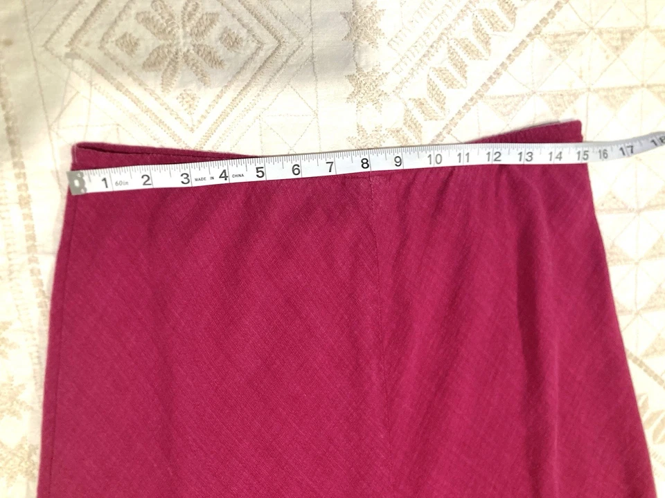 NUEVO SIN ETIQUETAS Eileen Fisher Rosa Lino Cintura Elástica Línea A Maxi Falda Fluida Talla M Foto 3 de 4