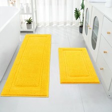 Super Soft 2 Pieces Bathroom Runner Rugs Set Non Slip Washable 20x47 20x32 i...