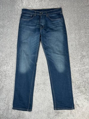 Levis 505 Flex Jeans Mens 34 Blue Denim Cotton Regular Fit Straight Leg 35x32
