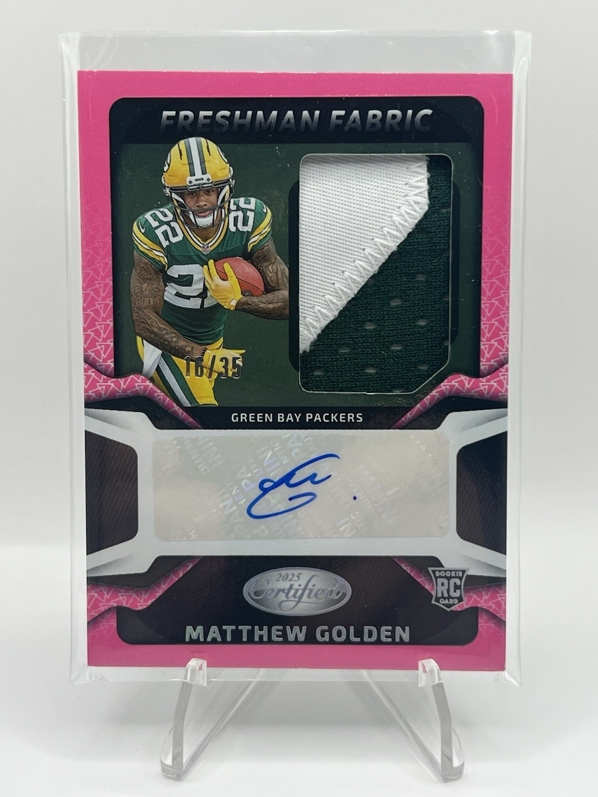 2025 Panini Certified - Matthew Golden Freshman Fabric Auto FOTL Pink 16/35 RPA