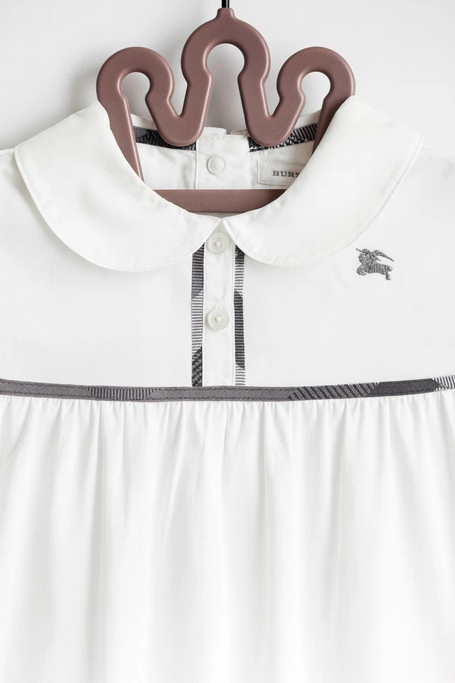 Vintage Burberry Baby Girl Long Sleeve Romper – White Cotton – Size 18M / 86 cm - Image 3 of 4