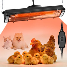 17.5 Inch Large Heat Lamp for Chickens, 300W Carbon Fiber Chicken Coop Heater La