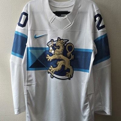 Team Finland IIHF 2026 Sebastian Aho #20 Nike Away Jersey Men's S NWT Suomi