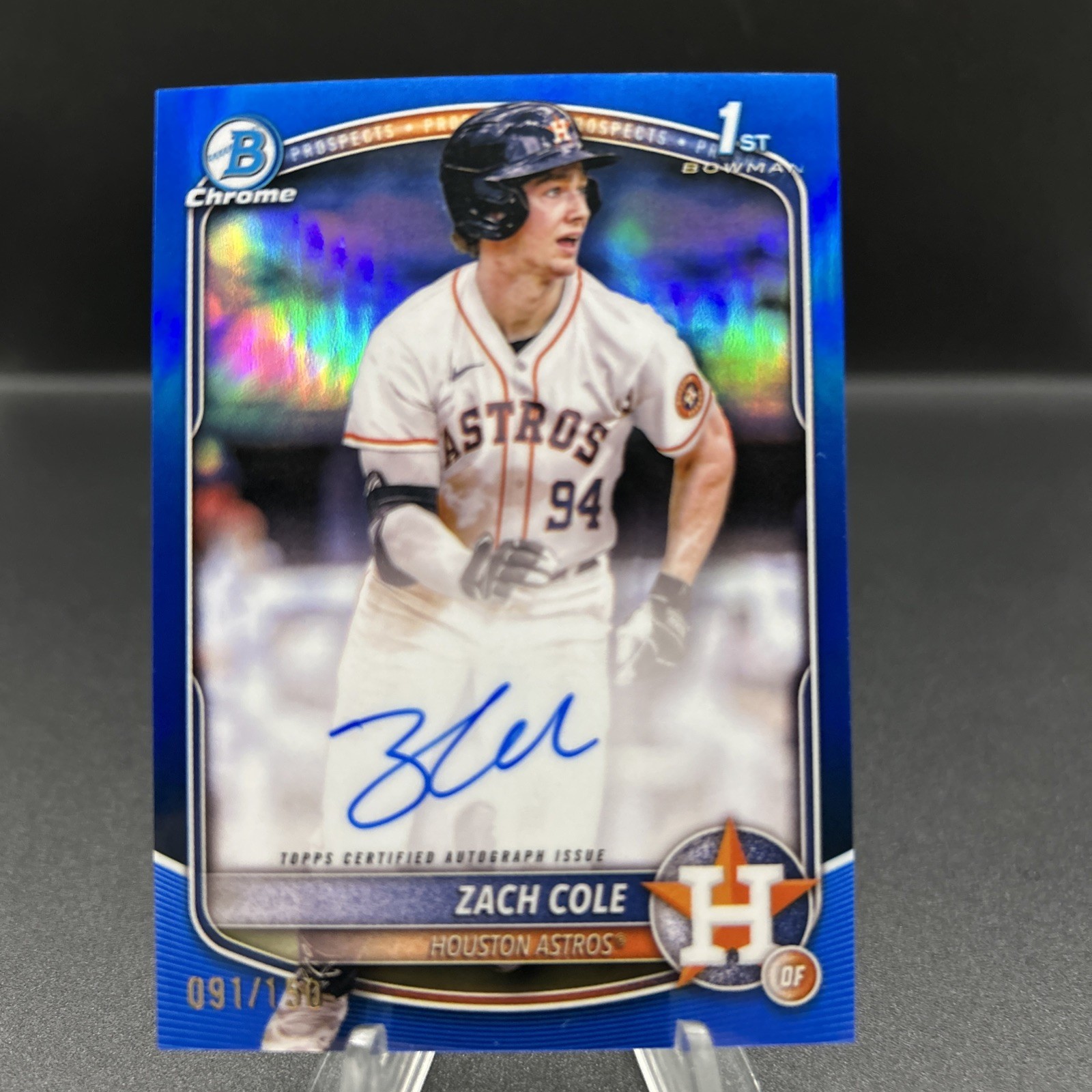 2025 Bowman Chrome Zach Cole #CPA-ZC Blue Refractor Auto 1st RC 91/150