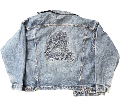 Vintage Association of Machinist Denim Jean Jacket XL Usa Eagle Embossed TYCA