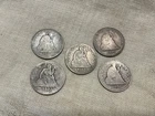 5 pcs Seated Liberty Quarter Lot 1853 Arrows & Rays 1857 1876 AG/G