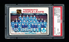 1975 OPC HOCKEY 91 MAPLE LEAFS TEAM CHECKLIST PSA 8 NEAR MINT-MINT