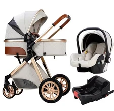 Luxury 3-in-1 Baby Stroller with Car Seat & Bassinet Set + 6 Accessories 