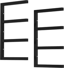 2 pcs Lumber Storage Rack,4-Tier Heavy Duty Steel Wood Organizer Storage Shelves