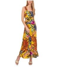 Vince Camuto Womens Floral Print Challis Smock Maxi Dress