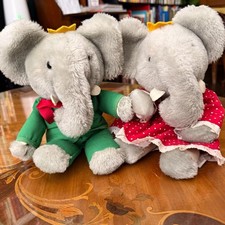Vintage Eden Toys King Babar Queen Celeste Plush Toy Pair 1977