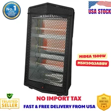 Midea 1500W Quartz Electric Space Heater, MSH20Q3ABBV, Black, New
