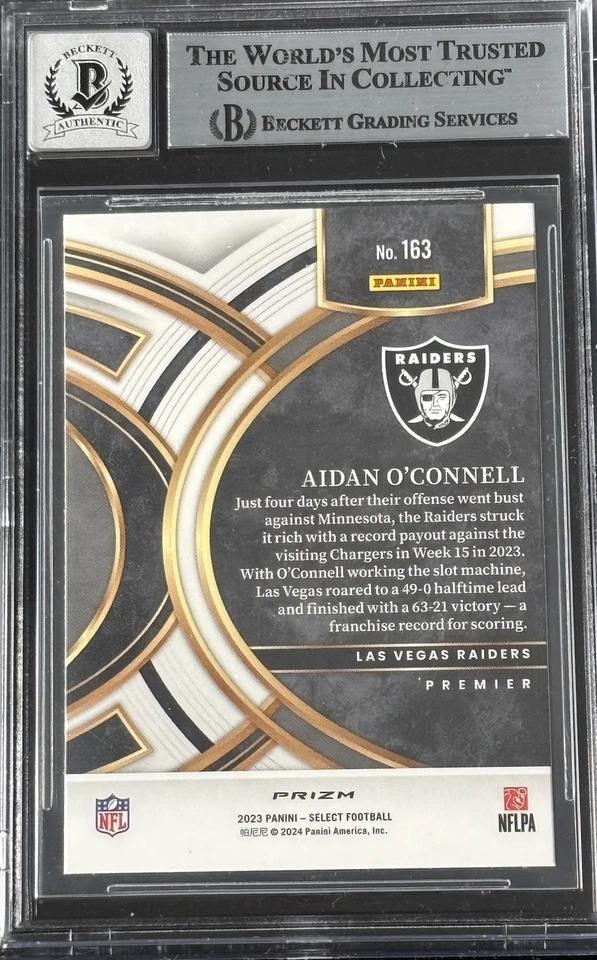 Aidan O'Connell Signed 2023 Select Premier Level Silver Disco RC 163 BAS Auto 10 - Image 2 of 2