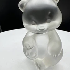 Vtg Fenton Clear Frosted Glass Bear 3.5” Tall Figurine Paperweight
