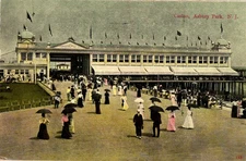 Printed Postcard Asbury Park NJ Casino Pier People Umbrellas 1910 United States
