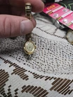 Vintage Timex Cavatina Ladies Mechanical Watch Gold Tone Oval Case Stretch Band