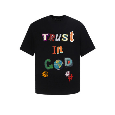 Men's Trust In God Earth Basketball Graphic T-Shirt Streetwear Tee