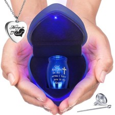 Small Keepsake Urns Comes with Heart Box w/Light Battery Replaceable- Best Me...