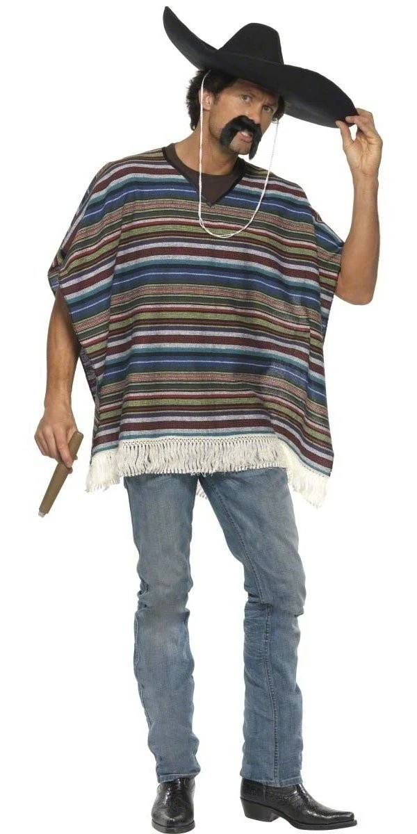 Smiffys Authentic Looking Poncho, Blue
