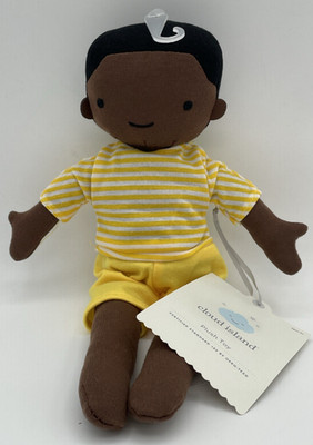 Cloud Island Plush Cloth Doll Boy Black African American Yellow Clothes 12.5''