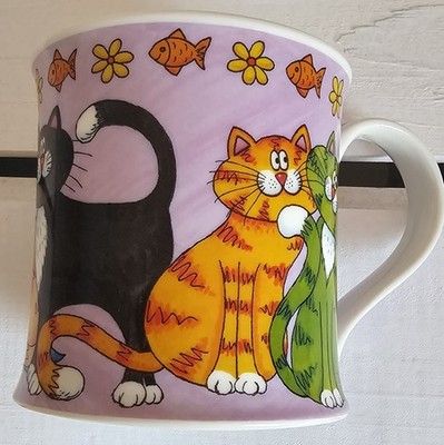 Dunoon Kaffeetasse Katzen Jane Brookshaw   Stoneware Schottland Rarität ca.2005