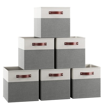Ornavo Home 11 x 11 Storage Cube Bins, Foldable Collapsible Fabric Storage Bi...