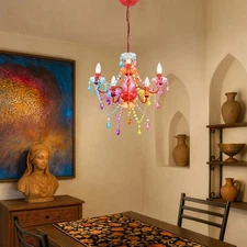 Modern Crystal Chandelier, Elegant 5-Light Small Hanging Light Fixture