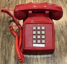 Cortelco Red Phone 250044-MBA-27M Desk Corded Telephone Volume Retro Emergency