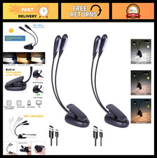 2 Pack Rechargeable Clip-On Music Stand Light, 8 LED Reading Lamp, 3 Brightness