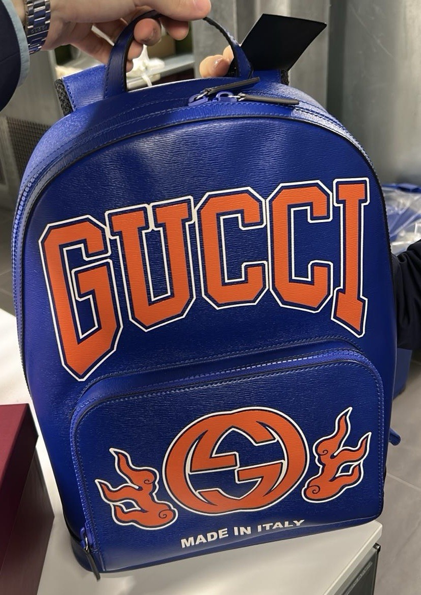 Backpack Blue Leather Gucci Zaino