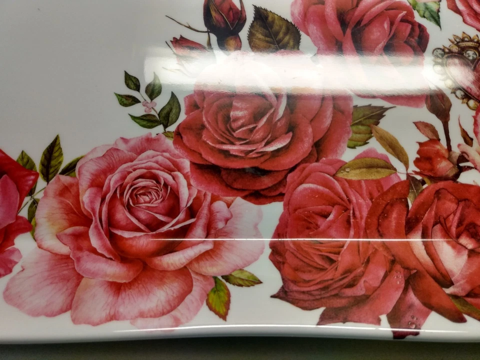 Michel Design Royal Rose Large Rectangular Handled Melamine Serving Tray Roses  - Image 2 of 4