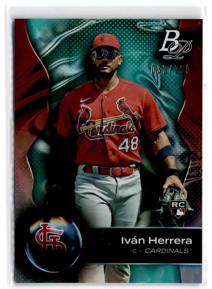 2023 BOWMAN PLATINUM AQUA ICE FOIL IVÁN HERRERA RC 033/250 ST. LOUIS CARDINALS