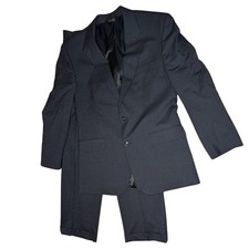 Jos. A. Bank Suit Mens 42R 34R Blue 100 Wool 2-Piece Pleated Cuffed Classic