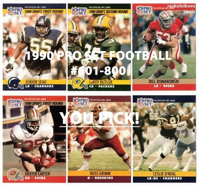 1990 PRO SET Football #601-800 Complete Your Set $2 or 2 Card Minimum YOU PICK!