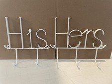Vintage His Hers metal Wall Mount hook hangers coat towel clothes mcm mid modern
